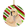 Cocker Spaniel Candy Cane Holiday Christmas Ceramic Ornament Christmas Tree Hanging Decorations for Home Christmas Holiday, Party, Gift, 3 in, Multicolor