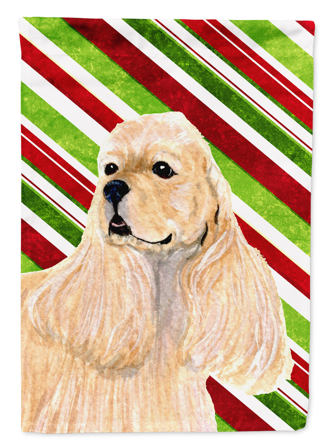 Cocker Spaniel Candy Cane Holiday Christmas Garden Flag Mailbox Decorative Yard Banner Outside Patio Artwork for Flower Beds, Garden Size, Multicolor