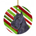 Schnauzer Candy Cane Holiday Christmas Ceramic Ornament Christmas Tree Hanging Decorations for Home Christmas Holiday, Party, Gift, 3 in, Multicolor