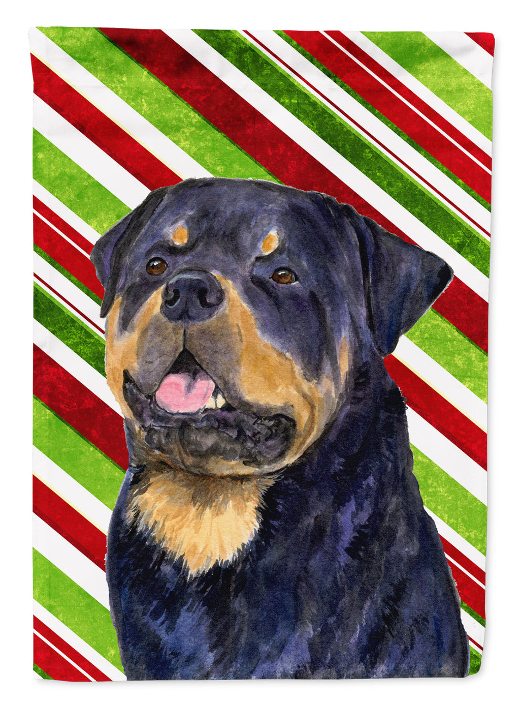 Rottweiler Candy Cane Holiday Christmas Garden Flag Mailbox Decorative Yard Banner Outside Patio Artwork for Flower Beds, Garden Size, Multicolor