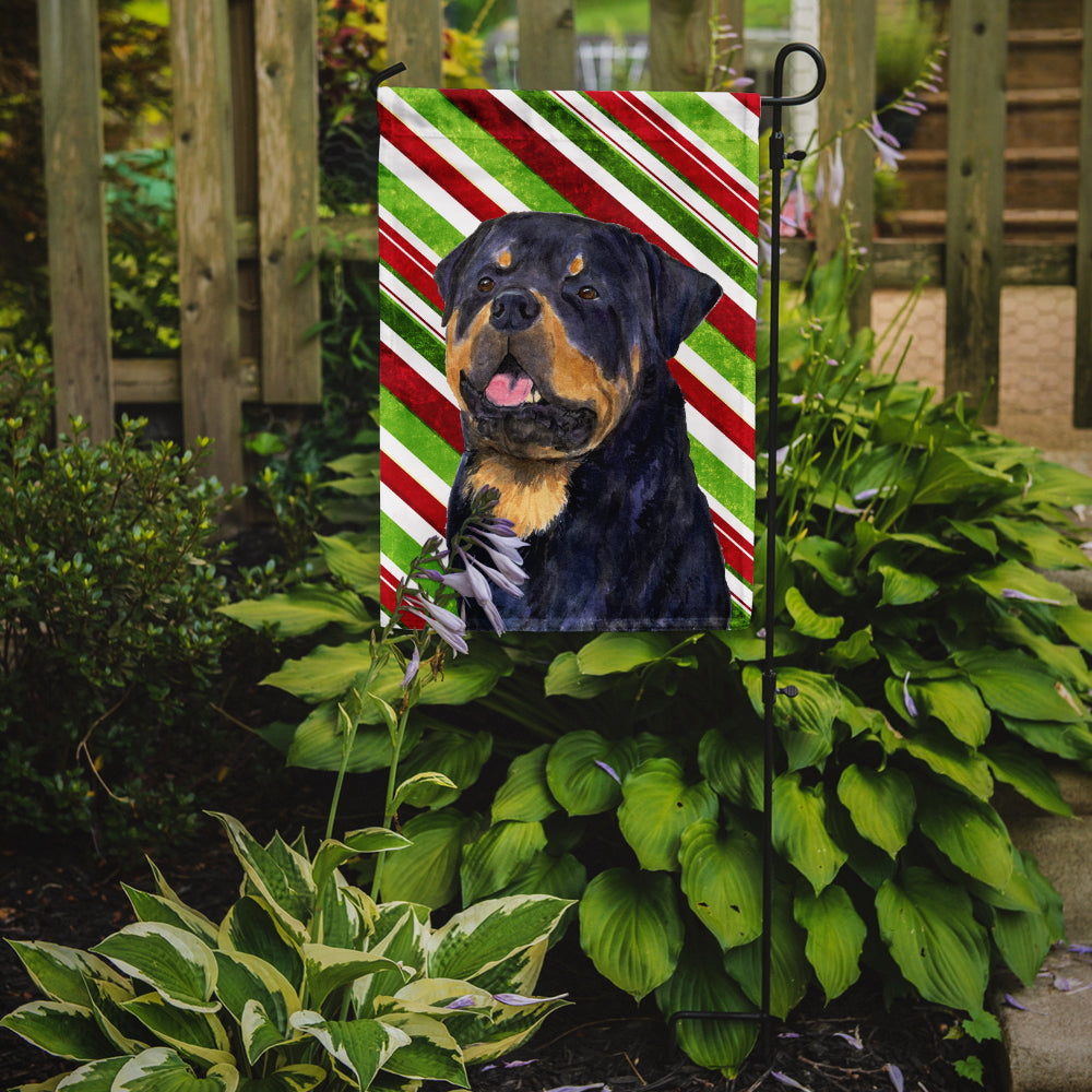 Rottweiler Candy Cane Holiday Christmas Garden Flag Mailbox Decorative Yard Banner Outside Patio Artwork for Flower Beds, Garden Size, Multicolor