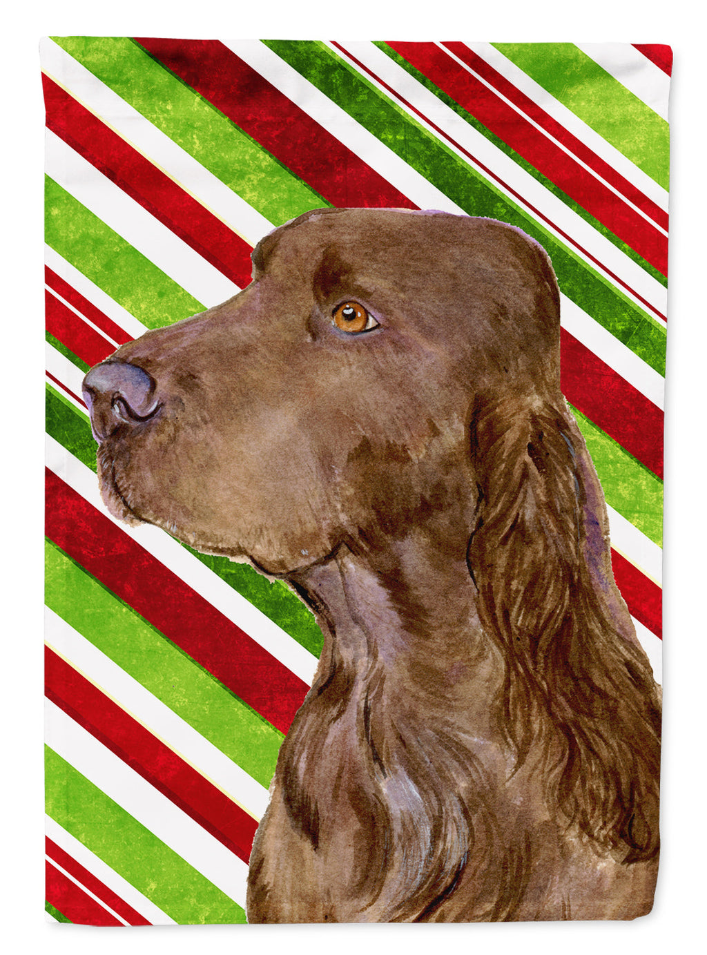 Field Spaniel Candy Cane Holiday Christmas Garden Flag Mailbox Decorative Yard Banner Outside Patio Artwork for Flower Beds, Garden Size, Multicolor