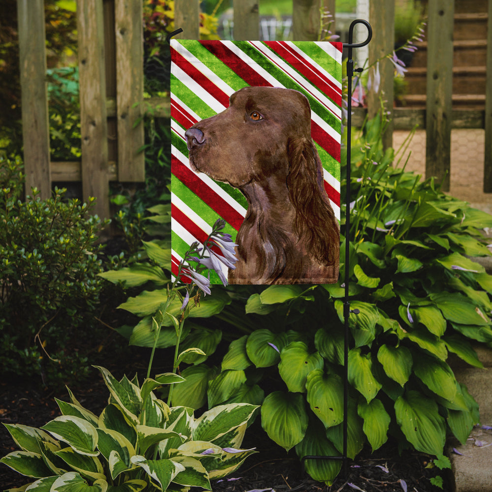 Field Spaniel Candy Cane Holiday Christmas Garden Flag Mailbox Decorative Yard Banner Outside Patio Artwork for Flower Beds, Garden Size, Multicolor