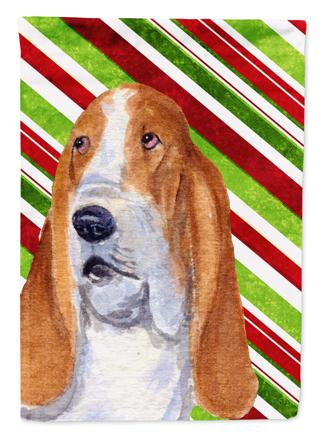 Basset Hound Candy Cane Holiday Christmas Garden Flag Mailbox Decorative Yard Banner Outside Patio Artwork for Flower Beds, Garden Size, Multicolor