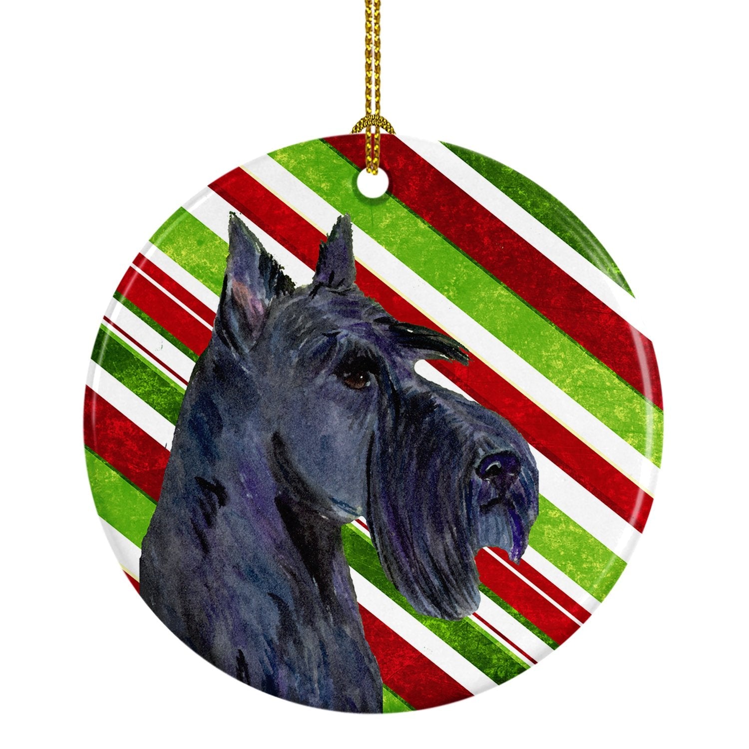 Scottish Terrier Candy Cane Holiday Christmas Ceramic Ornament Christmas Tree Hanging Decorations for Home Christmas Holiday, Party, Gift, 3 in, Multicolor