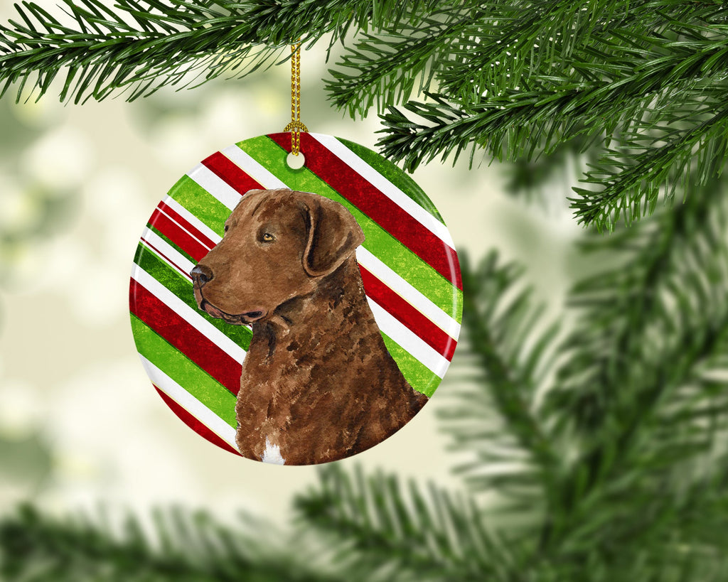Chesapeake Bay Retriever Candy Cane Holiday Christmas Ceramic Ornament Christmas Tree Hanging Decorations for Home Christmas Holiday, Party, Gift, 3 in, Multicolor