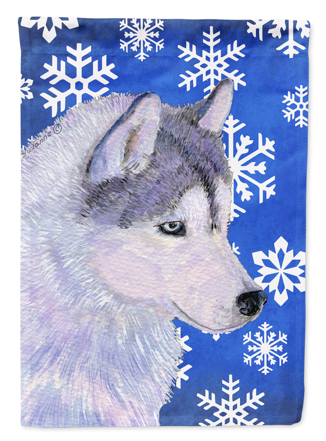 Siberian Husky Winter Snowflakes Holiday Garden Flag Mailbox Decorative Yard Banner Outside Patio Artwork for Flower Beds, Garden Size, Multicolor