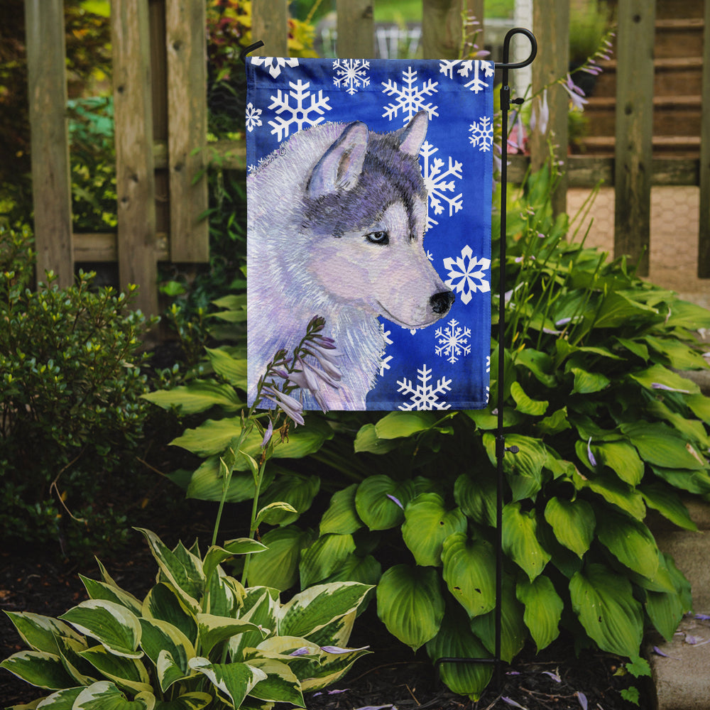 Siberian Husky Winter Snowflakes Holiday Garden Flag Mailbox Decorative Yard Banner Outside Patio Artwork for Flower Beds, Garden Size, Multicolor
