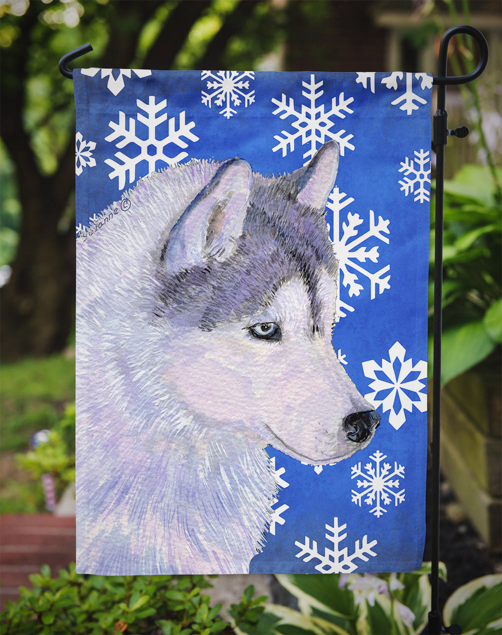 Siberian Husky Winter Snowflakes Holiday Garden Flag Mailbox Decorative Yard Banner Outside Patio Artwork for Flower Beds, Garden Size, Multicolor