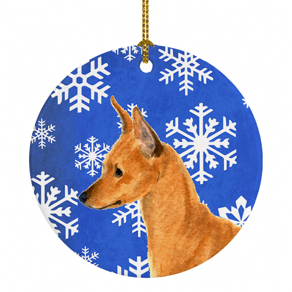 Min Pin Winter Snowflakes Holiday Ceramic Ornament Christmas Tree Hanging Decorations for Home Christmas Holiday, Party, Gift, 3 in, Multicolor