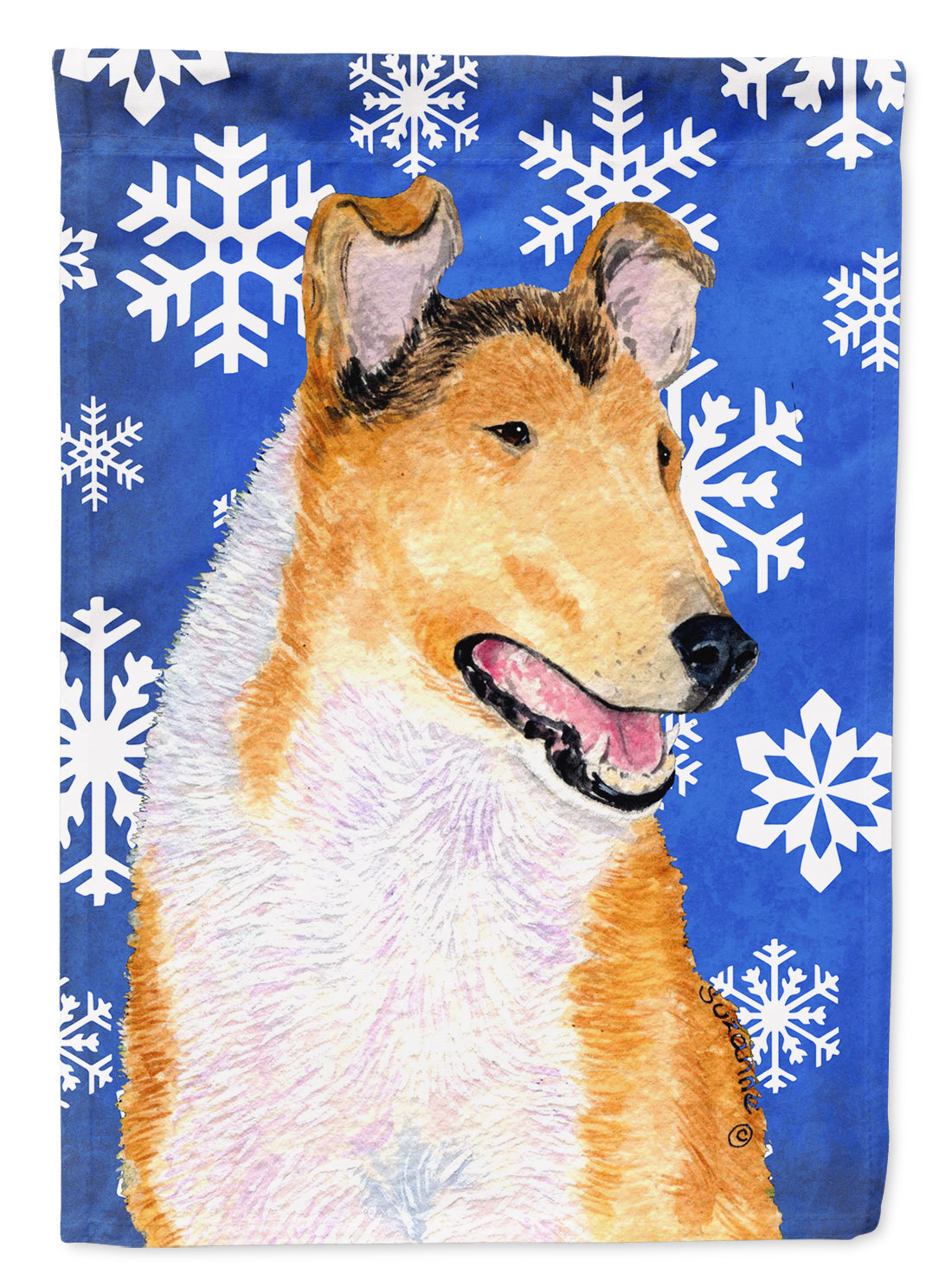 Collie Smooth Winter Snowflakes Holiday Garden Flag Mailbox Decorative Yard Banner Outside Patio Artwork for Flower Beds, Garden Size, Multicolor