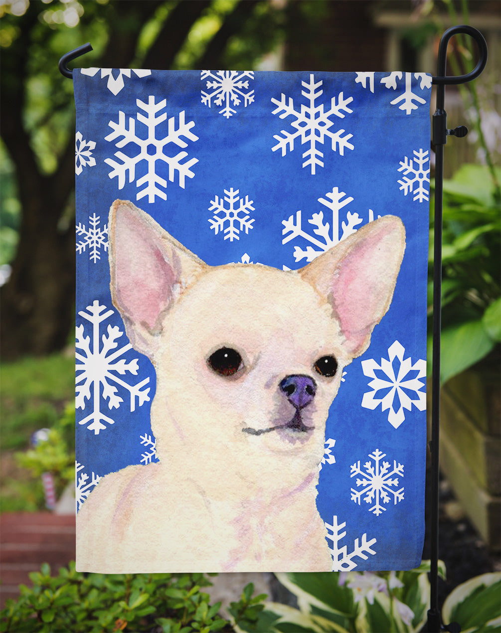 Chihuahua Winter Snowflakes Holiday Garden Flag Mailbox Decorative Yard Banner Outside Patio Artwork for Flower Beds, Garden Size, Multicolor