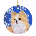 Chihuahua Winter Snowflakes Holiday Ceramic Ornament Christmas Tree Hanging Decorations for Home Christmas Holiday, Party, Gift, 3 in, Multicolor