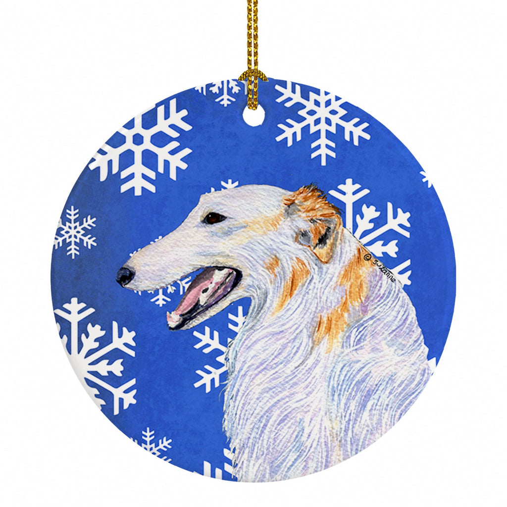 Borzoi Winter Snowflakes Holiday Ceramic Ornament Christmas Tree Hanging Decorations for Home Christmas Holiday, Party, Gift, 3 in, Multicolor