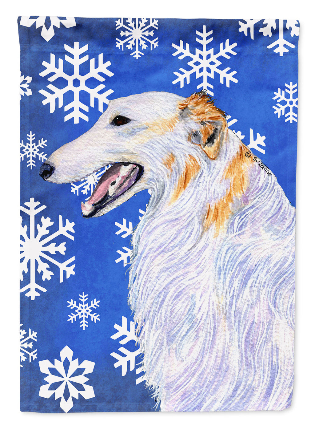Borzoi Winter Snowflakes Holiday Garden Flag Mailbox Decorative Yard Banner Outside Patio Artwork for Flower Beds, Garden Size, Multicolor