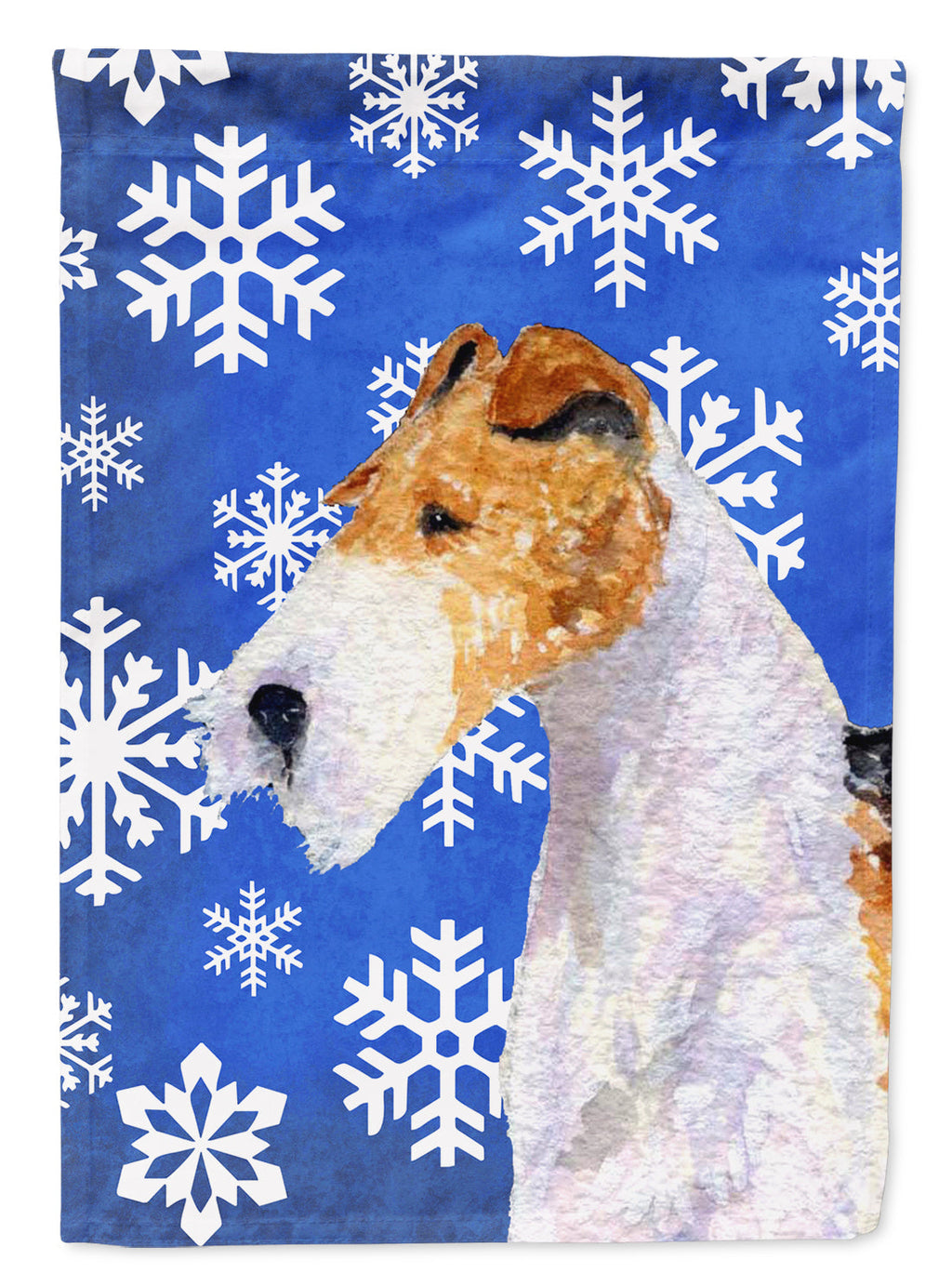 Fox Terrier Winter Snowflakes Holiday Garden Flag Mailbox Decorative Yard Banner Outside Patio Artwork for Flower Beds, Garden Size, Multicolor
