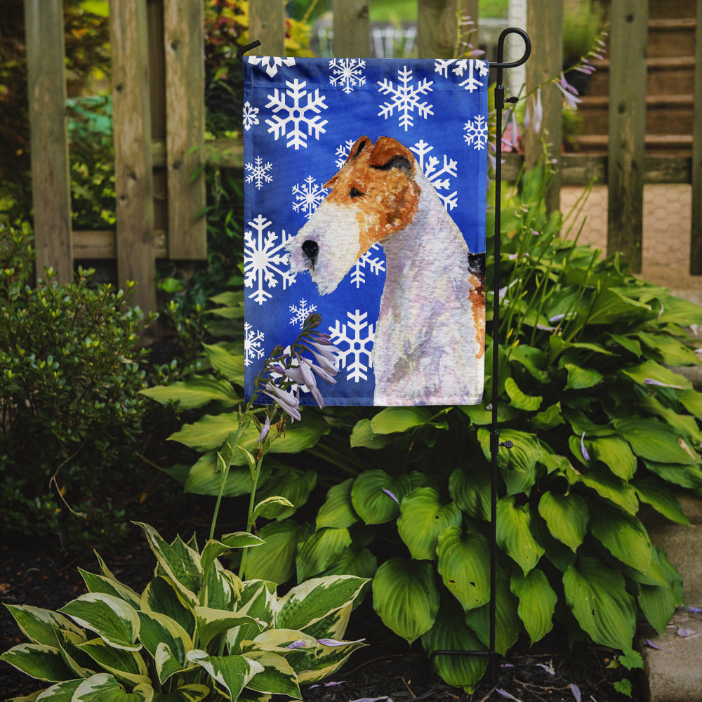 Fox Terrier Winter Snowflakes Holiday Garden Flag Mailbox Decorative Yard Banner Outside Patio Artwork for Flower Beds, Garden Size, Multicolor