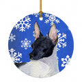 Rat Terrier Winter Snowflakes Holiday Ceramic Ornament Christmas Tree Hanging Decorations for Home Christmas Holiday, Party, Gift, 3 in, Multicolor