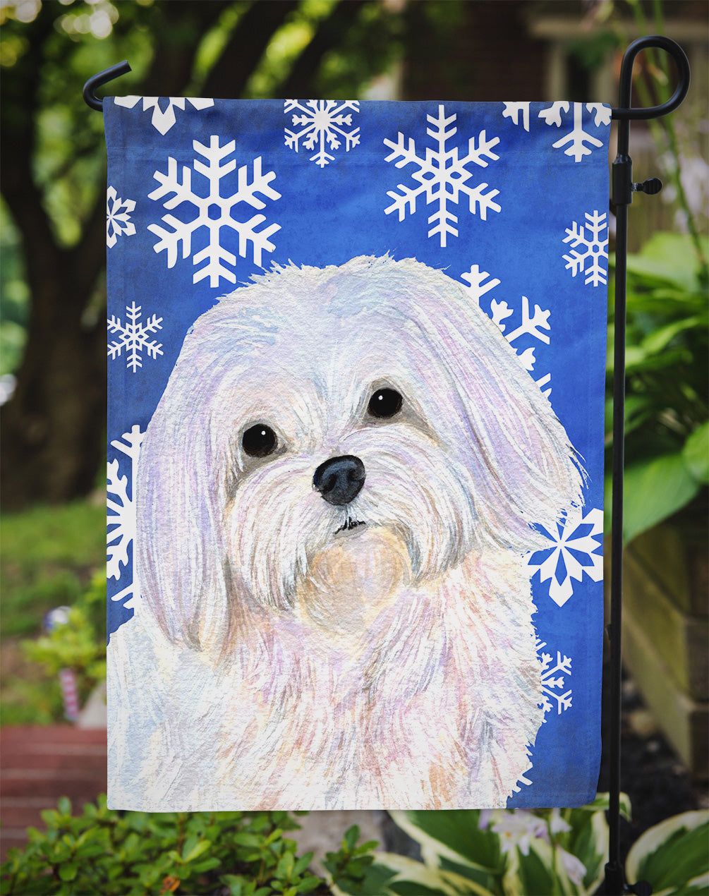 Maltese Winter Snowflakes Holiday Garden Flag Mailbox Decorative Yard Banner Outside Patio Artwork for Flower Beds, Garden Size, Multicolor