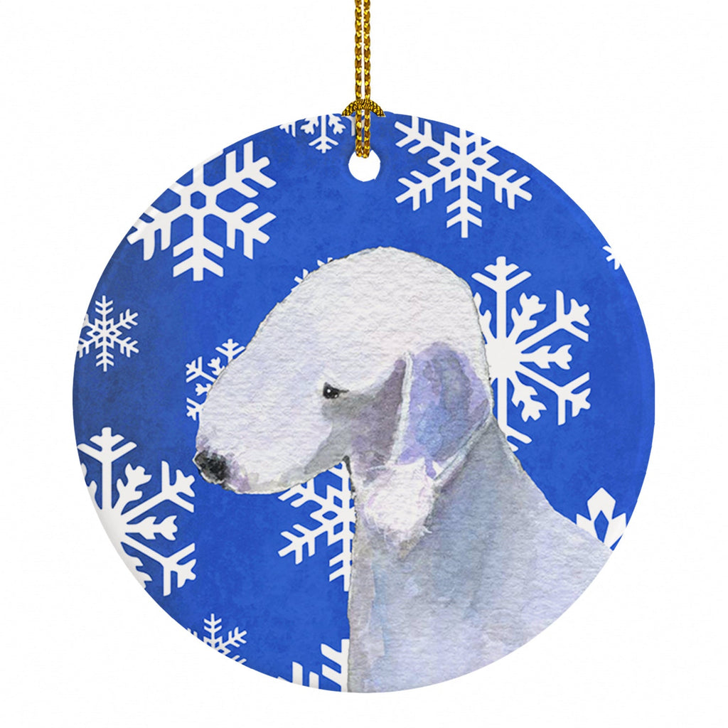 Bedlington Terrier Winter Snowflakes Holiday Ceramic Ornament Christmas Tree Hanging Decorations for Home Christmas Holiday, Party, Gift, 3 in, Multicolor