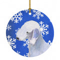 Bedlington Terrier Winter Snowflakes Holiday Ceramic Ornament Christmas Tree Hanging Decorations for Home Christmas Holiday, Party, Gift, 3 in, Multicolor