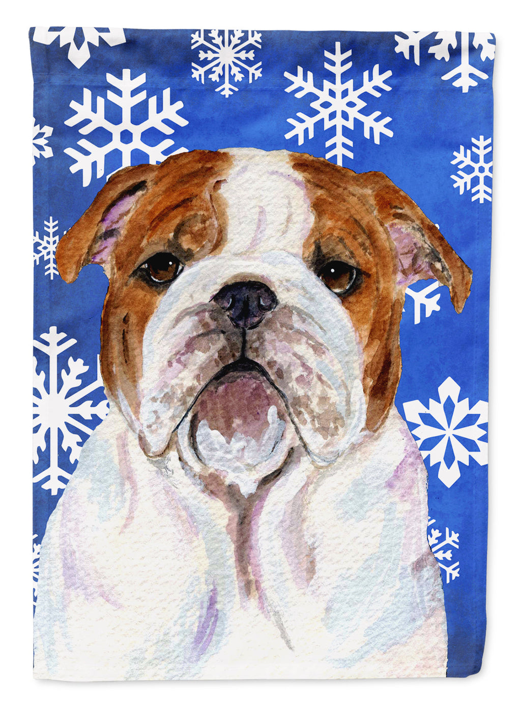 Bulldog English Winter Snowflakes Holiday Garden Flag Mailbox Decorative Yard Banner Outside Patio Artwork for Flower Beds, Garden Size, Multicolor