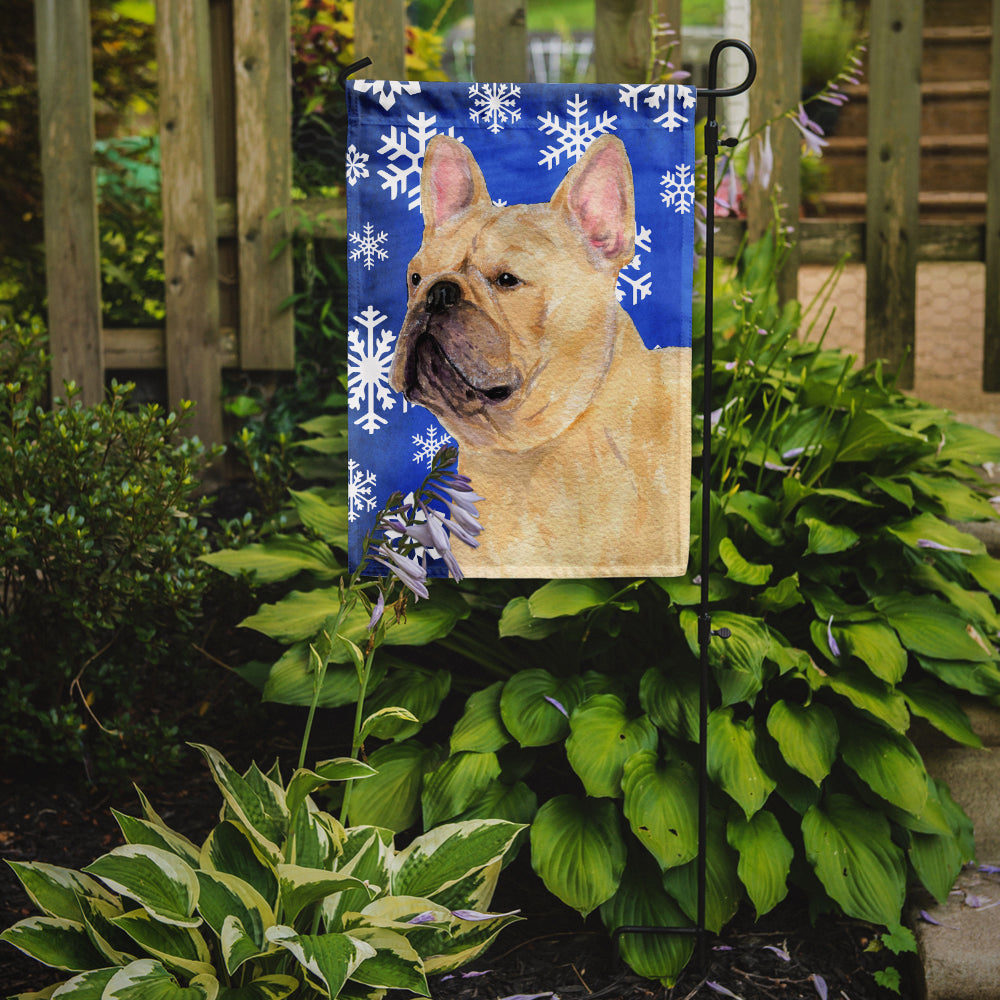 French Bulldog Winter Snowflakes Holiday Garden Flag Mailbox Decorative Yard Banner Outside Patio Artwork for Flower Beds, Garden Size, Multicolor