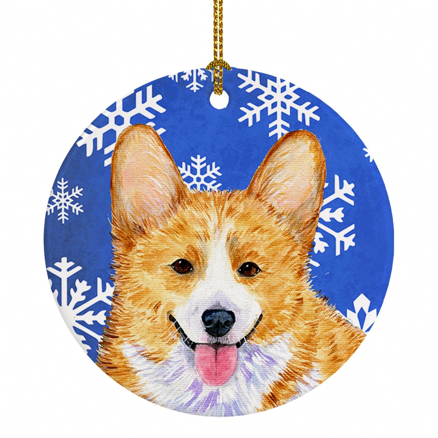 Corgi Winter Snowflakes Holiday Ceramic Ornament Christmas Tree Hanging Decorations for Home Christmas Holiday, Party, Gift, 3 in, Multicolor