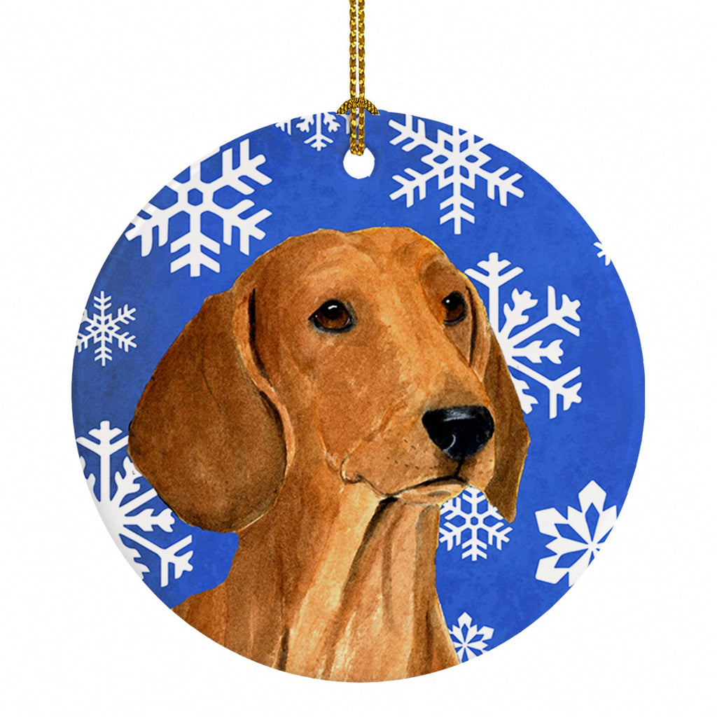 Dachshund Winter Snowflakes Holiday Ceramic Ornament Christmas Tree Hanging Decorations for Home Christmas Holiday, Party, Gift, 3 in, Multicolor