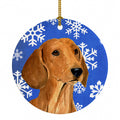 Dachshund Winter Snowflakes Holiday Ceramic Ornament Christmas Tree Hanging Decorations for Home Christmas Holiday, Party, Gift, 3 in, Multicolor