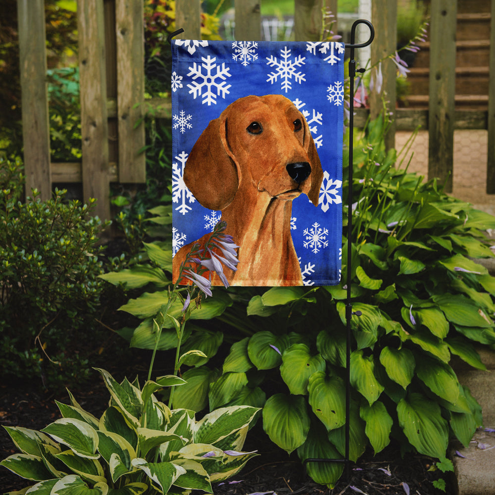 Dachshund Winter Snowflakes Holiday Garden Flag Mailbox Decorative Yard Banner Outside Patio Artwork for Flower Beds, Garden Size, Multicolor