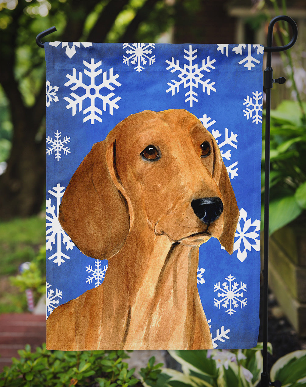 Dachshund Winter Snowflakes Holiday Garden Flag Mailbox Decorative Yard Banner Outside Patio Artwork for Flower Beds, Garden Size, Multicolor
