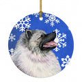 Keeshond Winter Snowflakes Holiday Ceramic Ornament Christmas Tree Hanging Decorations for Home Christmas Holiday, Party, Gift, 3 in, Multicolor
