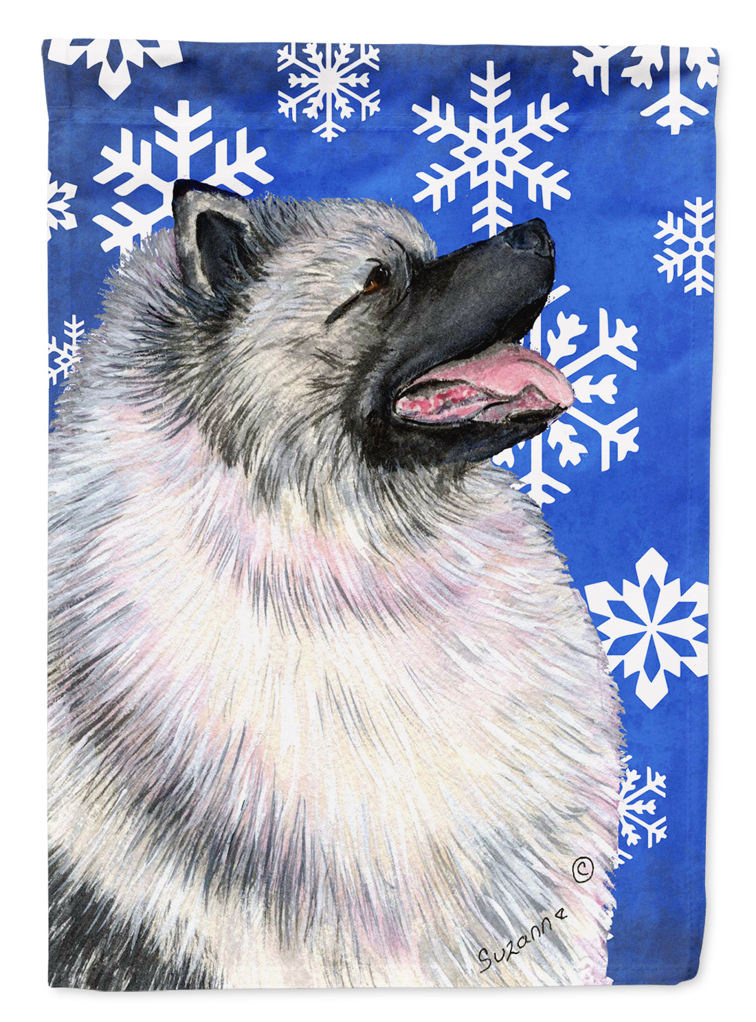 Keeshond Winter Snowflakes Holiday Garden Flag Mailbox Decorative Yard Banner Outside Patio Artwork for Flower Beds, Garden Size, Multicolor