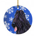 Briard Winter Snowflakes Holiday Ceramic Ornament Christmas Tree Hanging Decorations for Home Christmas Holiday, Party, Gift, 3 in, Multicolor