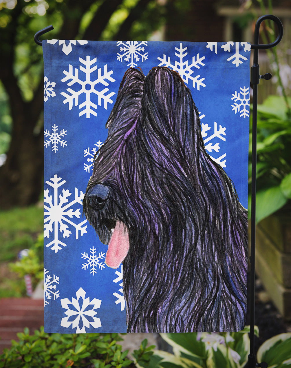 Briard Winter Snowflakes Holiday Garden Flag Mailbox Decorative Yard Banner Outside Patio Artwork for Flower Beds, Garden Size, Multicolor