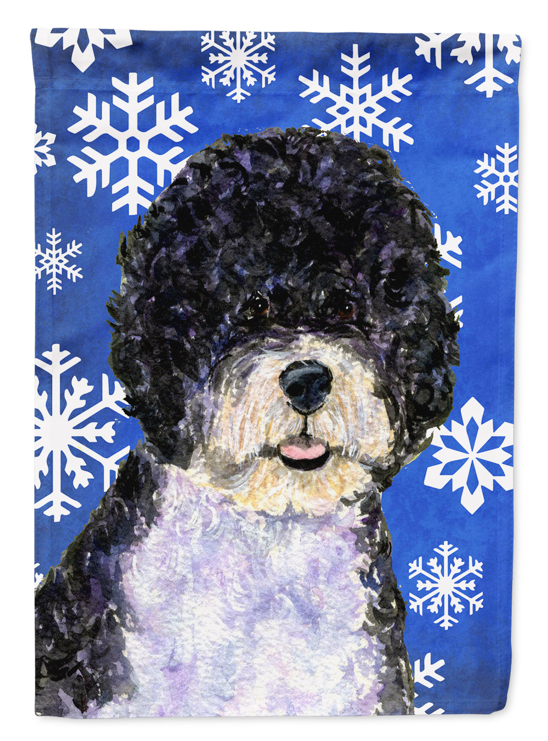 Portuguese Water Dog Winter Snowflakes Holiday Garden Flag Mailbox Decorative Yard Banner Outside Patio Artwork for Flower Beds, Garden Size, Multicolor