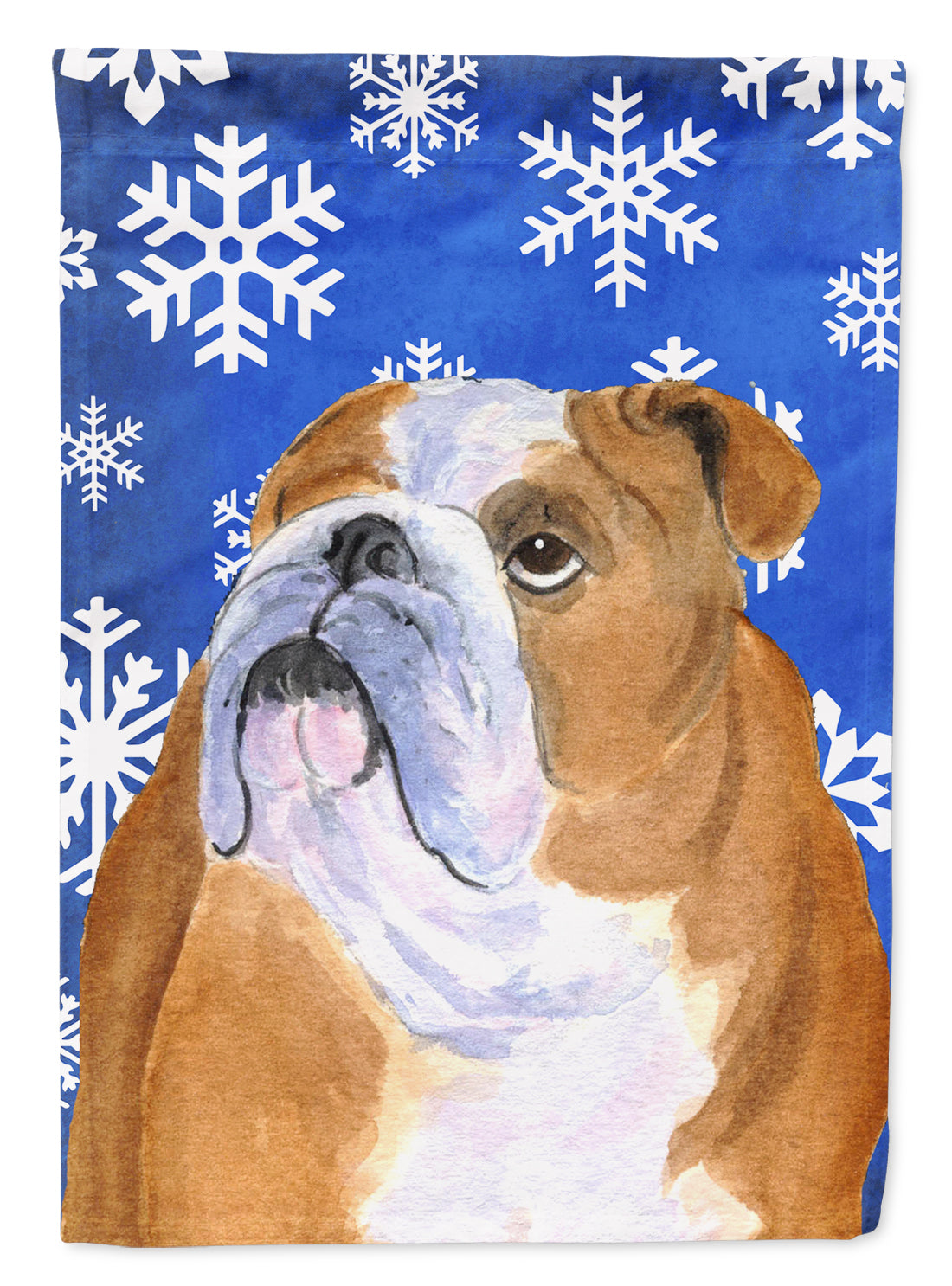Bulldog English Winter Snowflakes Holiday Garden Flag Mailbox Decorative Yard Banner Outside Patio Artwork for Flower Beds, Garden Size, Multicolor