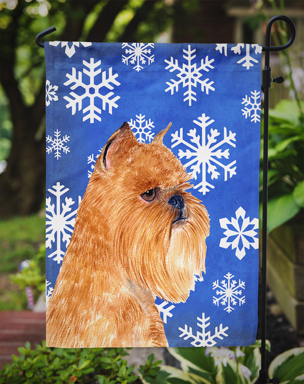 Brussels Griffon Winter Snowflakes Holiday Garden Flag Mailbox Decorative Yard Banner Outside Patio Artwork for Flower Beds, Garden Size, Multicolor