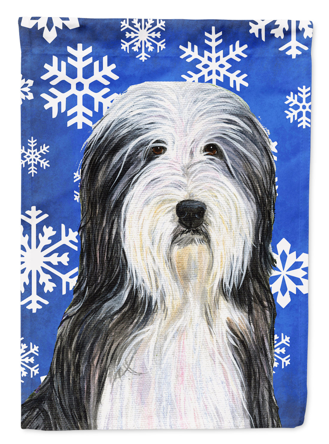 Bearded Collie Winter Snowflakes Holiday Garden Flag Mailbox Decorative Yard Banner Outside Patio Artwork for Flower Beds, Garden Size, Multicolor