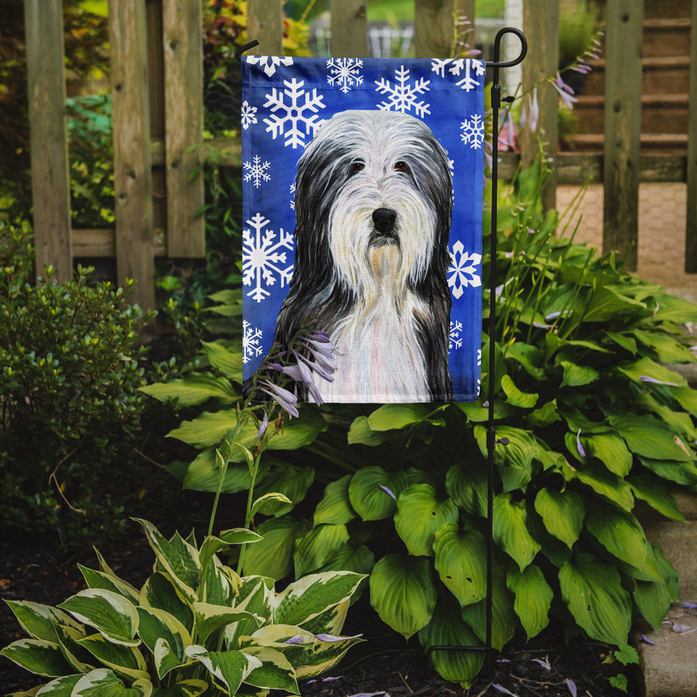 Bearded Collie Winter Snowflakes Holiday Garden Flag Mailbox Decorative Yard Banner Outside Patio Artwork for Flower Beds, Garden Size, Multicolor
