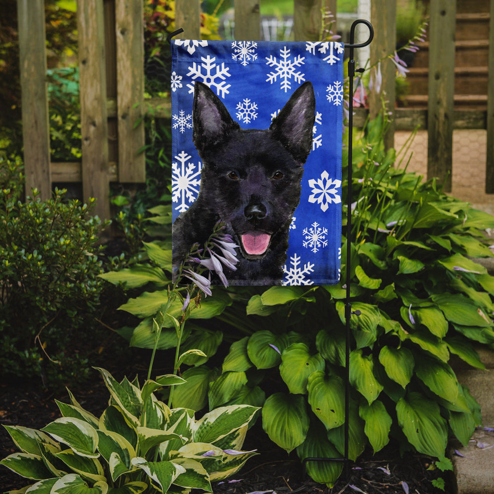 Australian Kelpie Winter Snowflakes Holiday Garden Flag Mailbox Decorative Yard Banner Outside Patio Artwork for Flower Beds, Garden Size, Multicolor