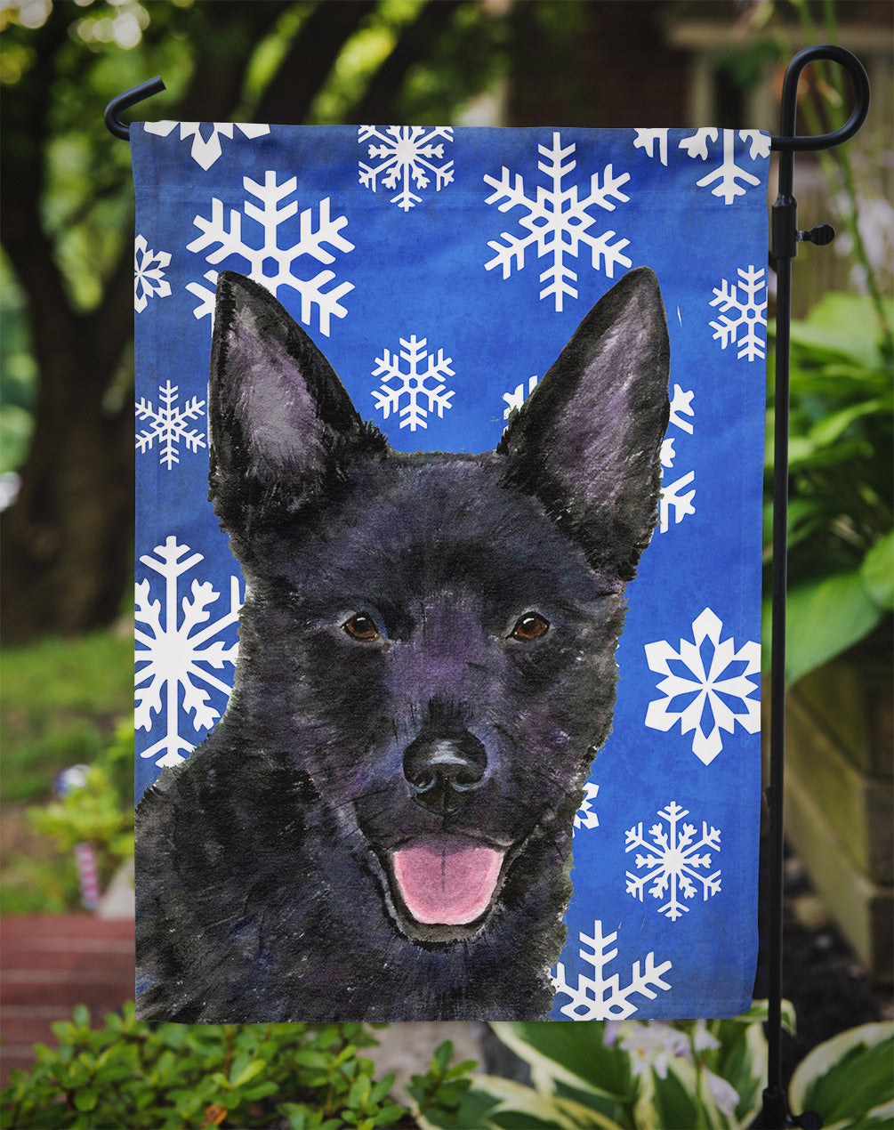 Australian Kelpie Winter Snowflakes Holiday Garden Flag Mailbox Decorative Yard Banner Outside Patio Artwork for Flower Beds, Garden Size, Multicolor