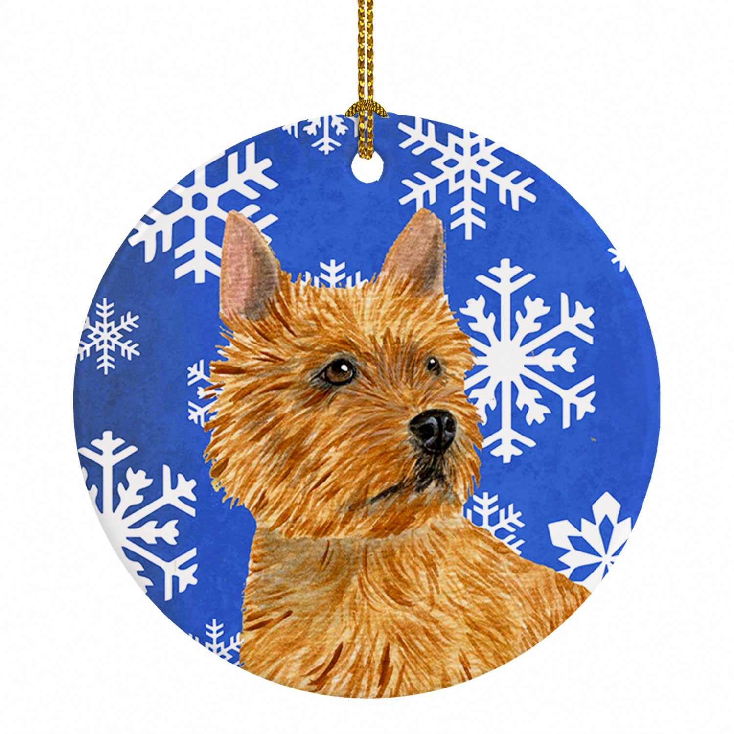 Norwich Terrier Winter Snowflakes Holiday Ceramic Ornament Christmas Tree Hanging Decorations for Home Christmas Holiday, Party, Gift, 3 in, Multicolor
