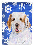 Clumber Spaniel Winter Snowflakes Holiday Garden Flag Mailbox Decorative Yard Banner Outside Patio Artwork for Flower Beds, Garden Size, Multicolor
