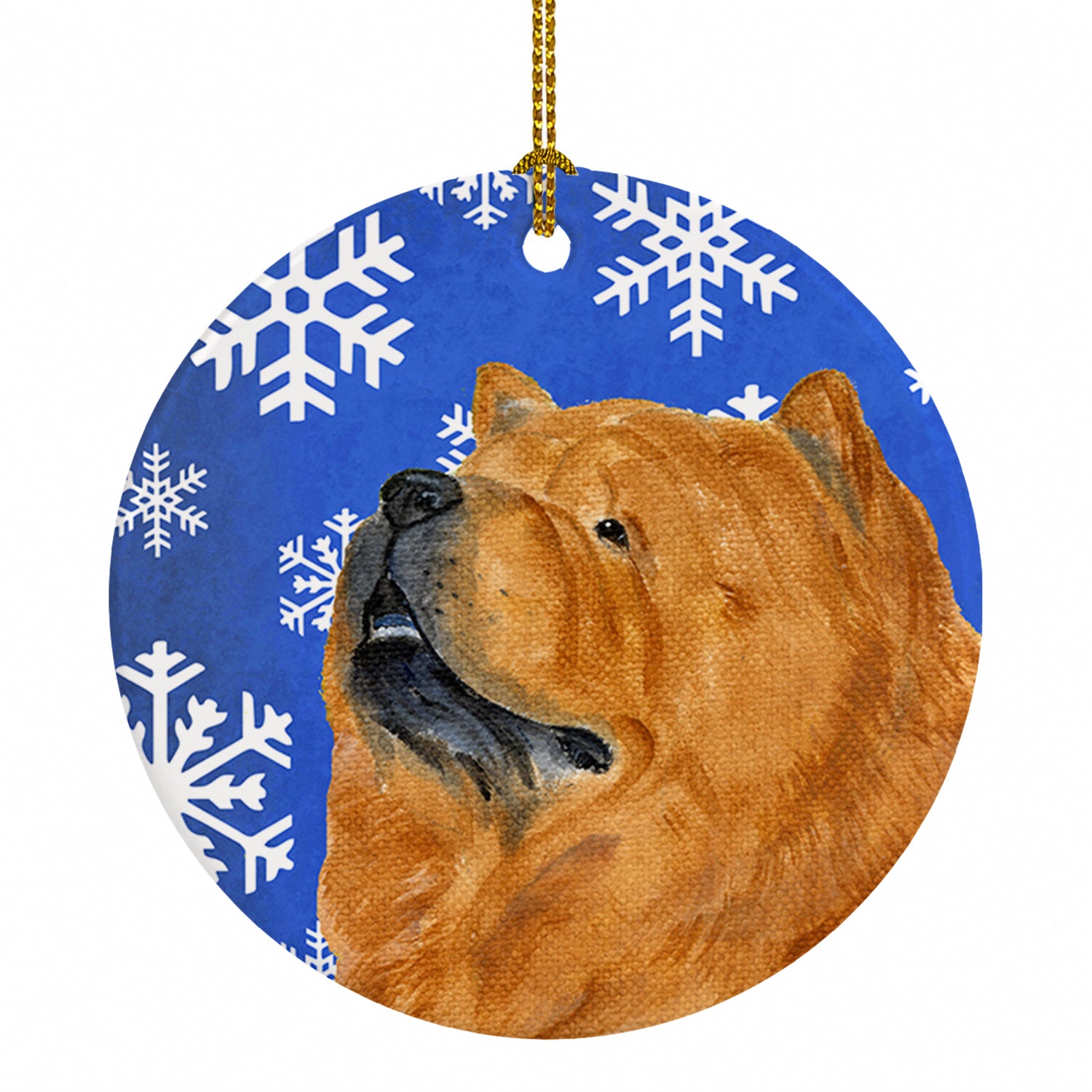 Chow Chow Winter Snowflakes Holiday Ceramic Ornament Christmas Tree Hanging Decorations for Home Christmas Holiday, Party, Gift, 3 in, Multicolor