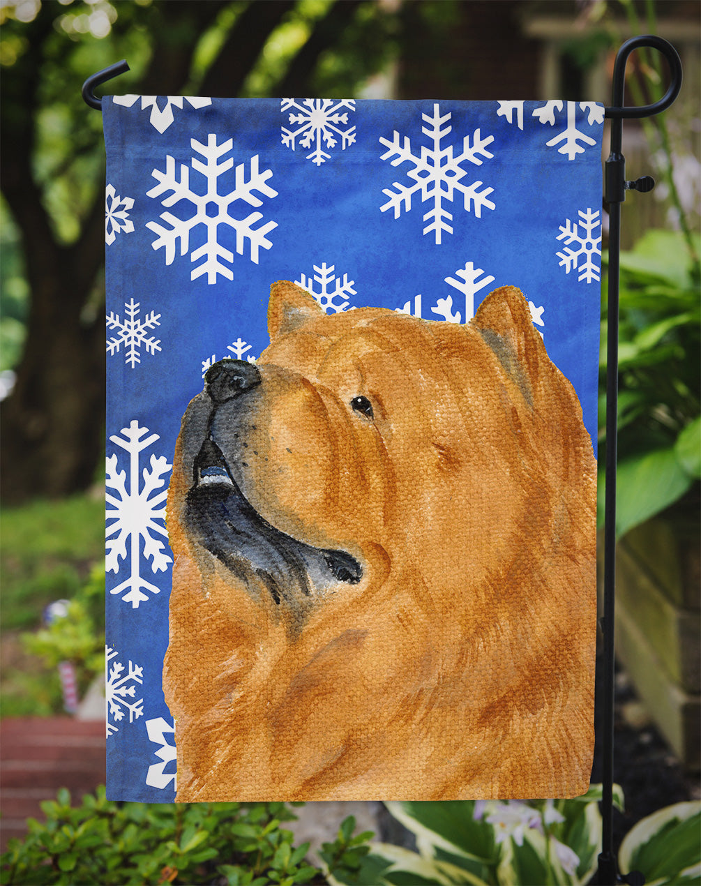 Chow Chow Winter Snowflakes Holiday Garden Flag Mailbox Decorative Yard Banner Outside Patio Artwork for Flower Beds, Garden Size, Multicolor