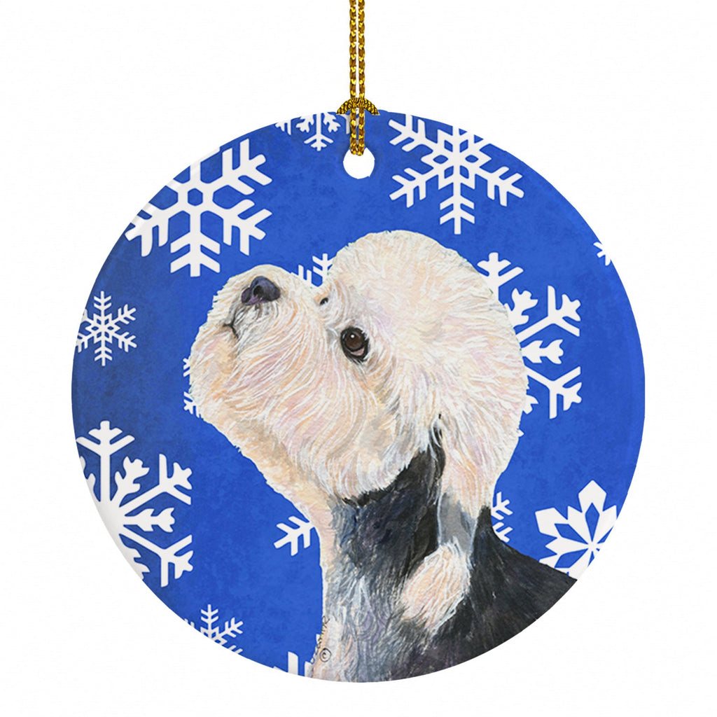 Dandie Dinmont Terrier Winter Snowflakes Holiday Ceramic Ornament Christmas Tree Hanging Decorations for Home Christmas Holiday, Party, Gift, 3 in, Multicolor