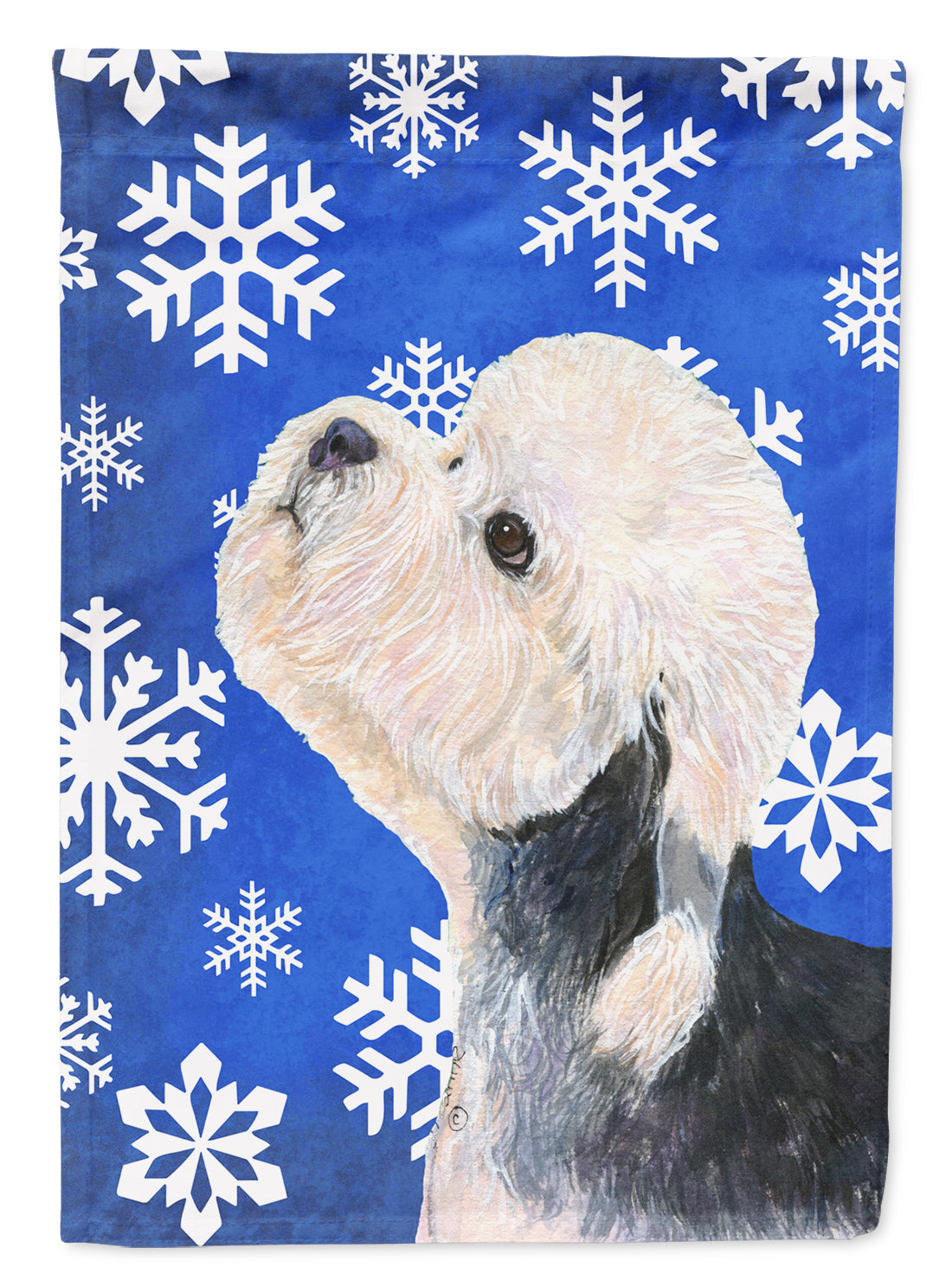 Dandie Dinmont Terrier Winter Snowflakes Holiday Garden Flag Mailbox Decorative Yard Banner Outside Patio Artwork for Flower Beds, Garden Size, Multicolor
