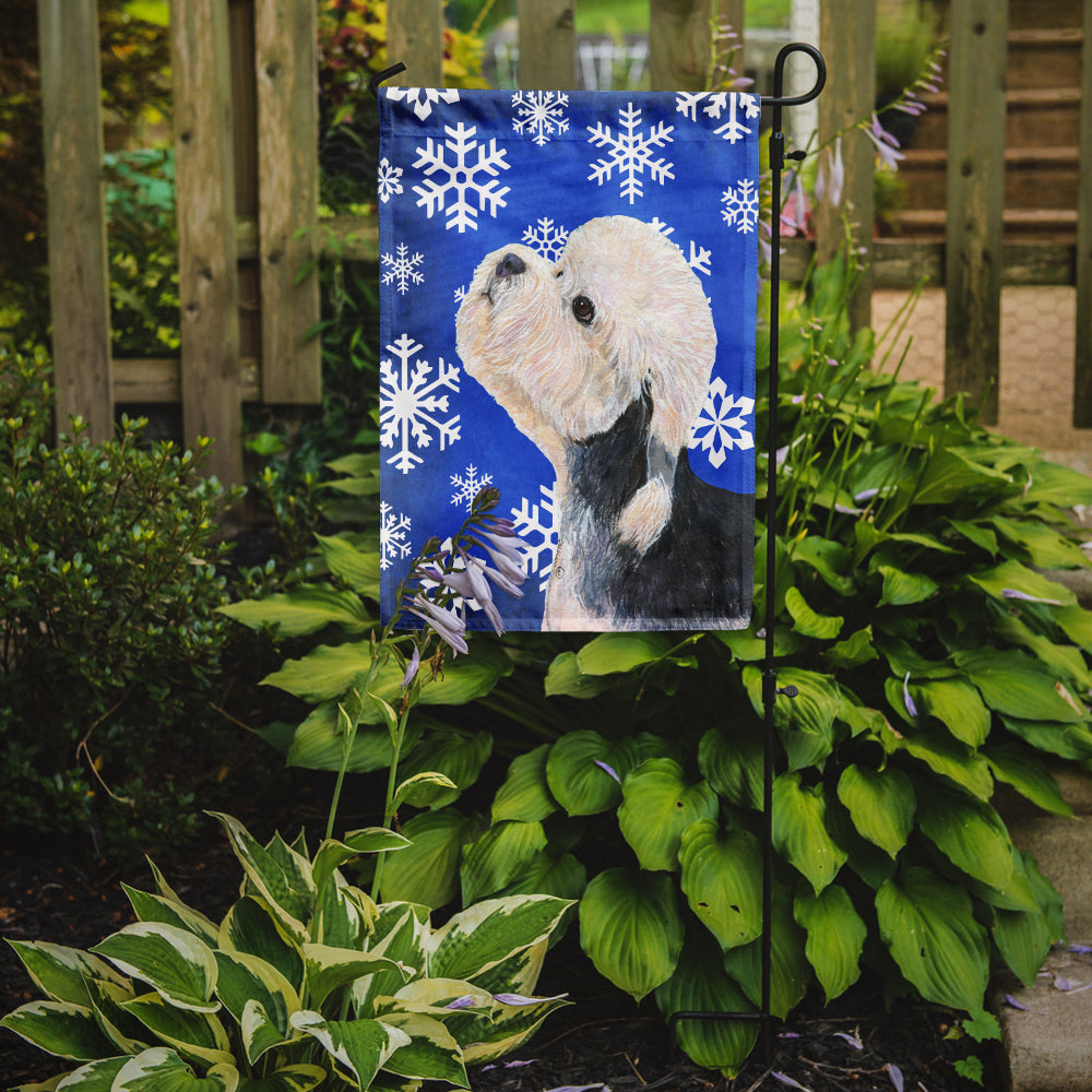 Dandie Dinmont Terrier Winter Snowflakes Holiday Garden Flag Mailbox Decorative Yard Banner Outside Patio Artwork for Flower Beds, Garden Size, Multicolor